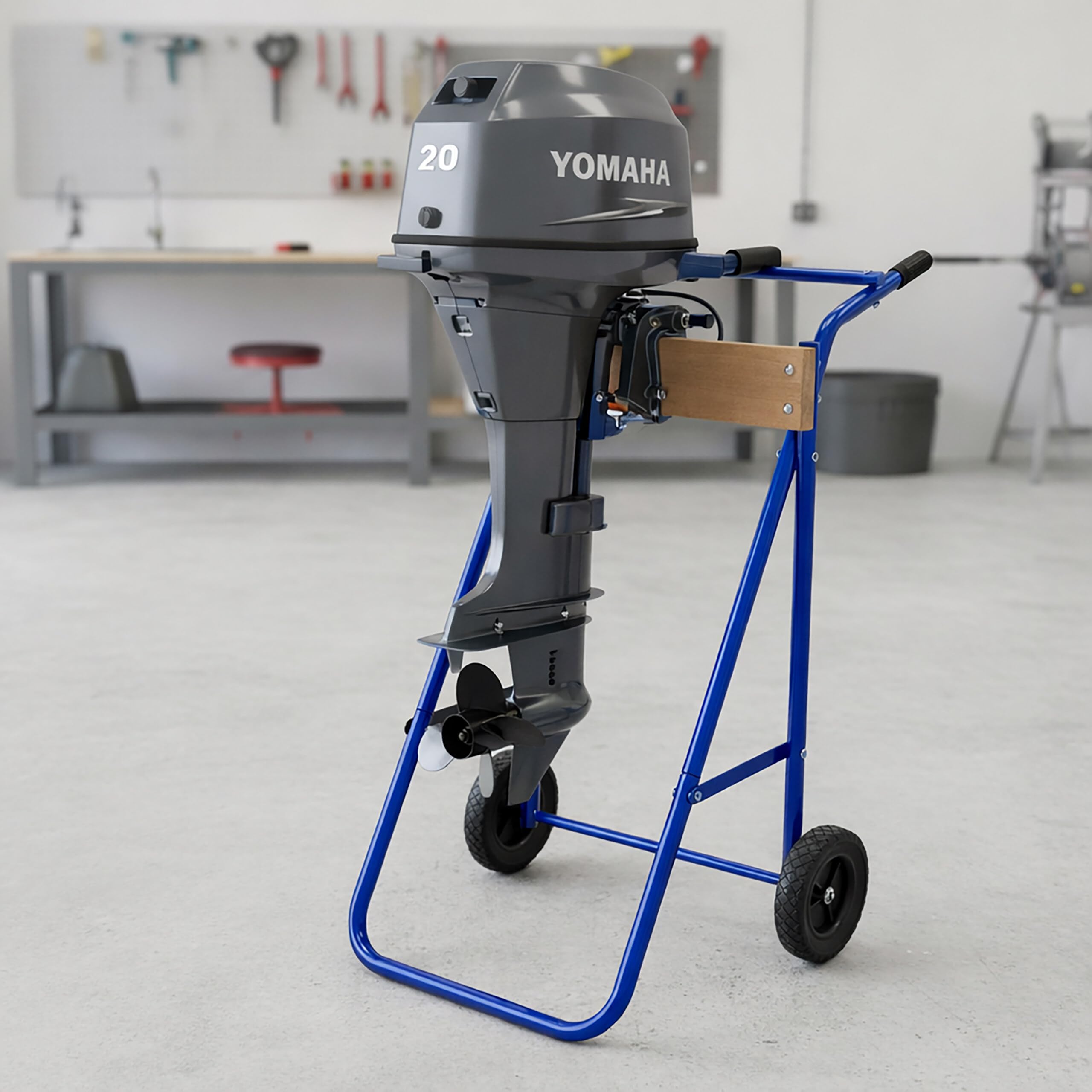 Relaxdays Supporto per Motore Fuoribordo, Carrello per il Trasporto e lo Stoccaggio, in Acciaio, fino a 100 kg, Blu