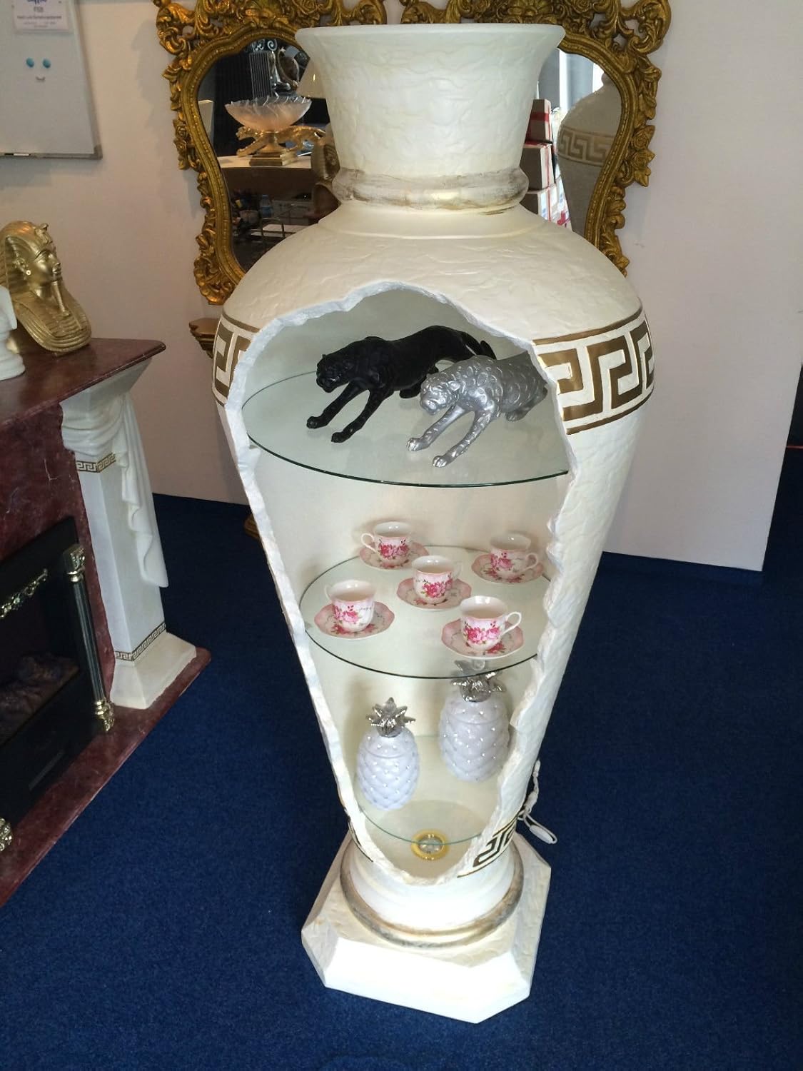 6851 K108 Bar Display Amphora Vase with Light Shelf Glass Shelf