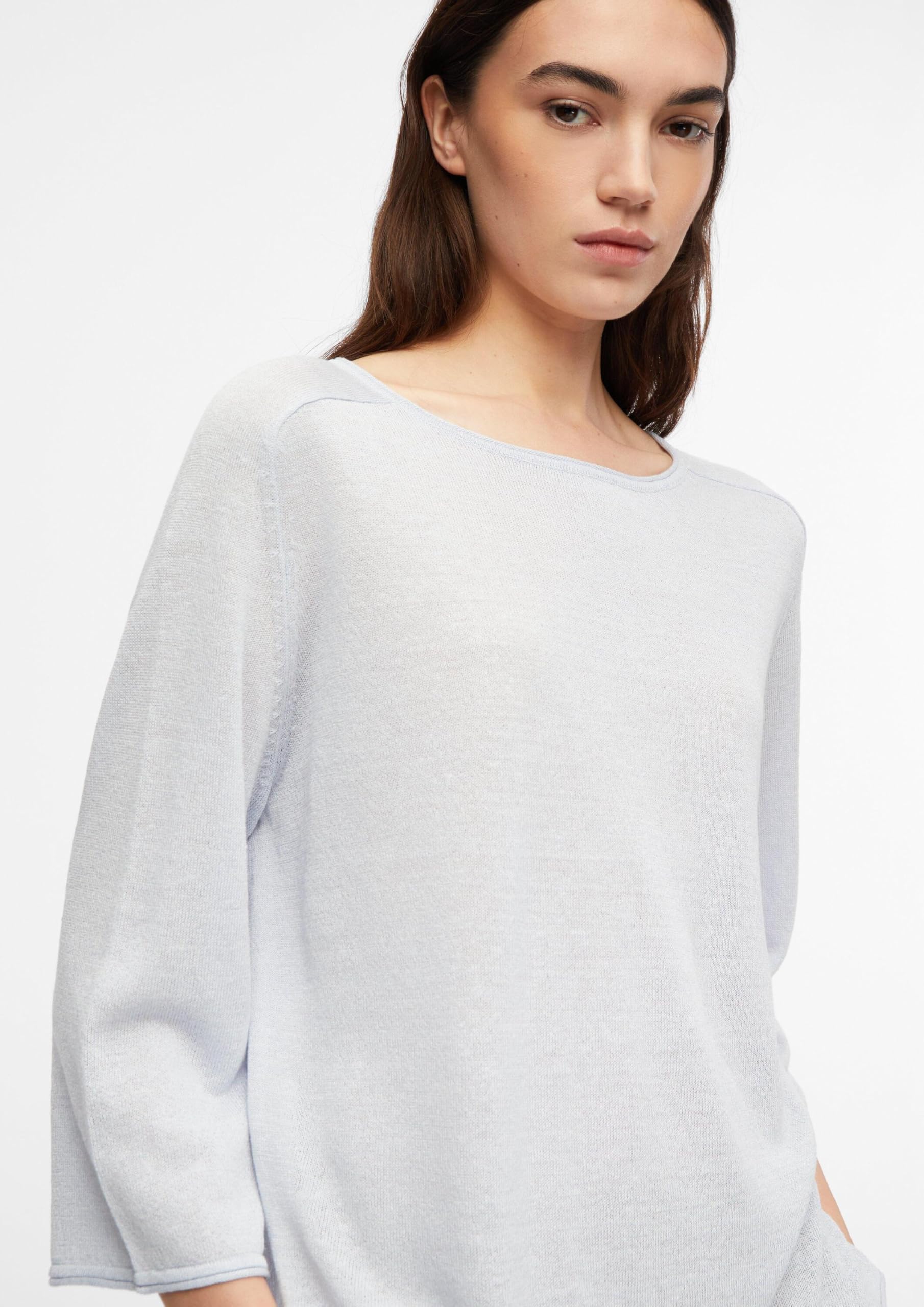 COMMA Feinstrickpullover aus Leinenmix mit Dreiviertelarm
