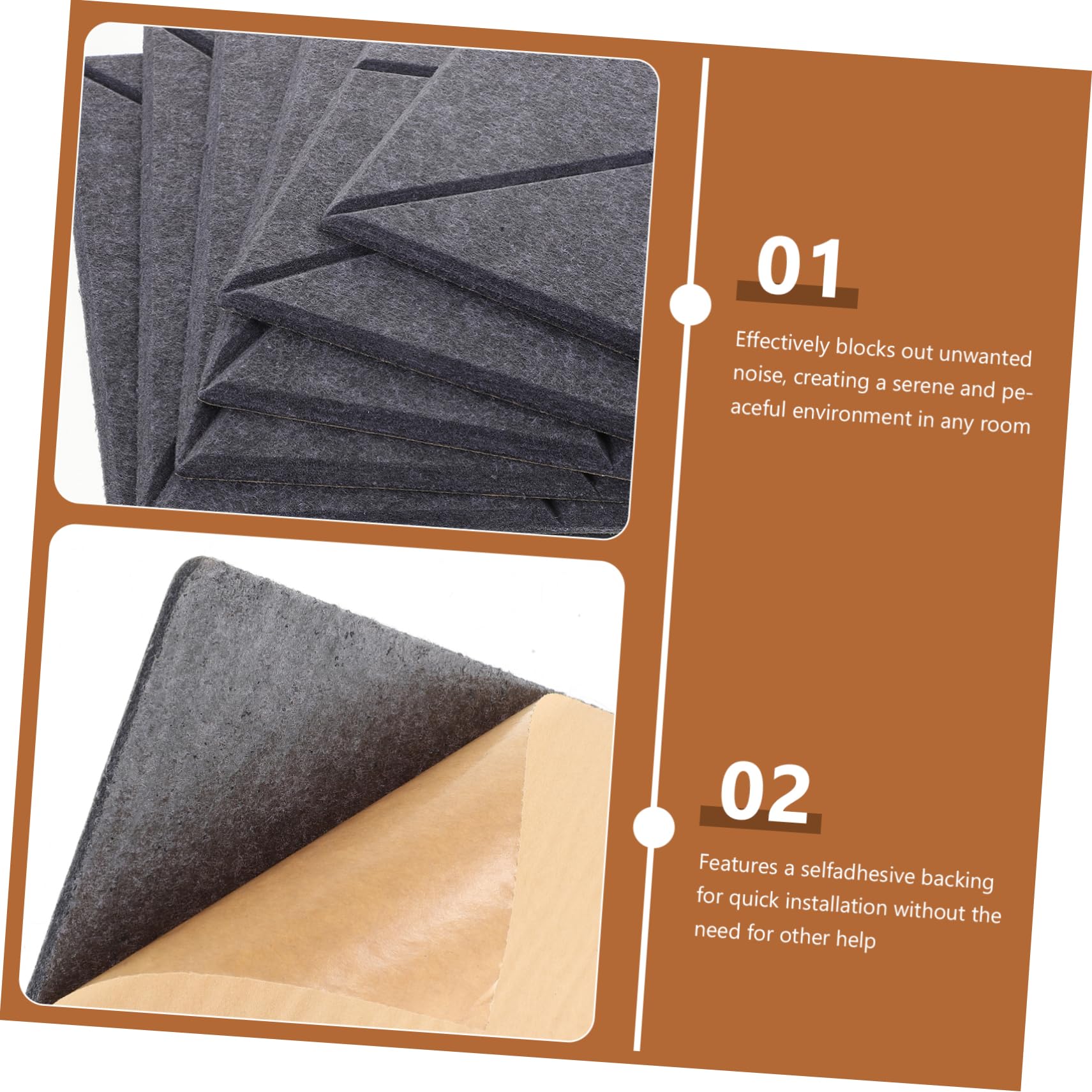 Panel Acústico Adhesivo para Pared, 6 Piezas de Poliéster | Apto para Interior Decor y Gaming Room, Efecto Moderno, Ayuda a Reducir Ruido E Interferencias