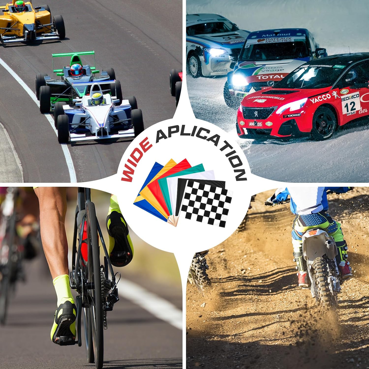 Set of 7 Racing Flag Mounted on 30'' Flagpole and Storage Bag 24'' x 30'' Polyester Race Track Flag for Sports Racetrack Outdoor Karting Circuit Home Indoor Outdoor Party Decorations - Image 6