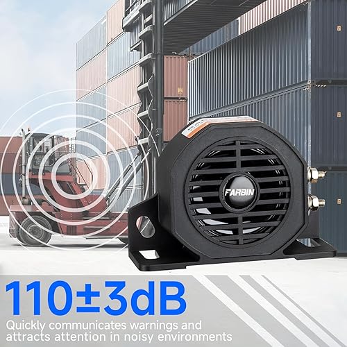 Miniatura 10 de FARBIN Alarma de respaldo para camión, 105 dB, 12 V-48 V, bocina de alarma inversa para automóvil con advertencia de timbre BIBI, impermeable,