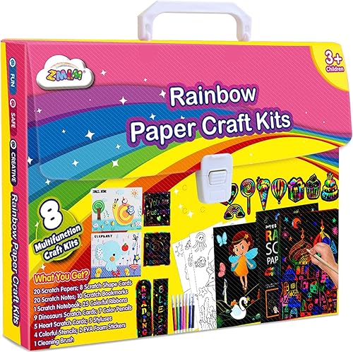 ZMLM Kit de regalo de Navidad para niñas de arte papel rayado arco iris nota de arte mágico suministros de proyectos de manualidades actividades de