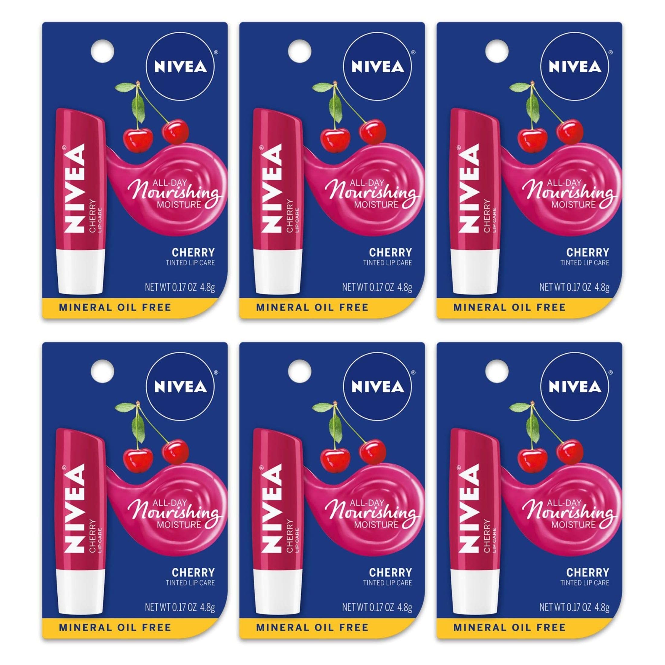Nivea Lip Balm - A Kiss Of Cherry - Shea Butter & Cherry Extract - Net Wt. 0.17 OZ (4.8 g) Each - Pack of 6-image-32