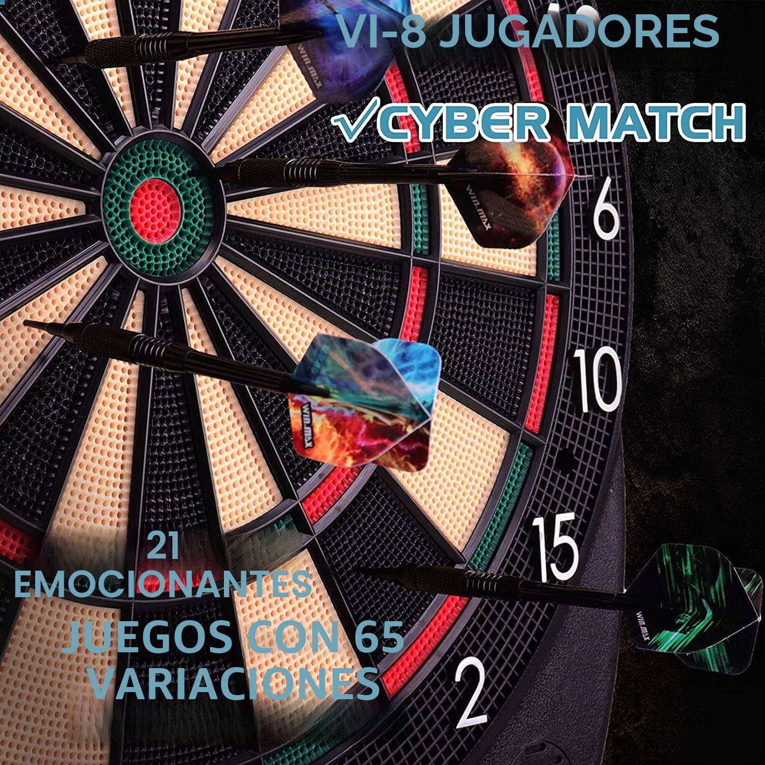 Diana Electrónica 65 variaciones Juego de Diana con 12 Dardos y 100 Puntas sin/con Cables para 1-8 Jugadores
