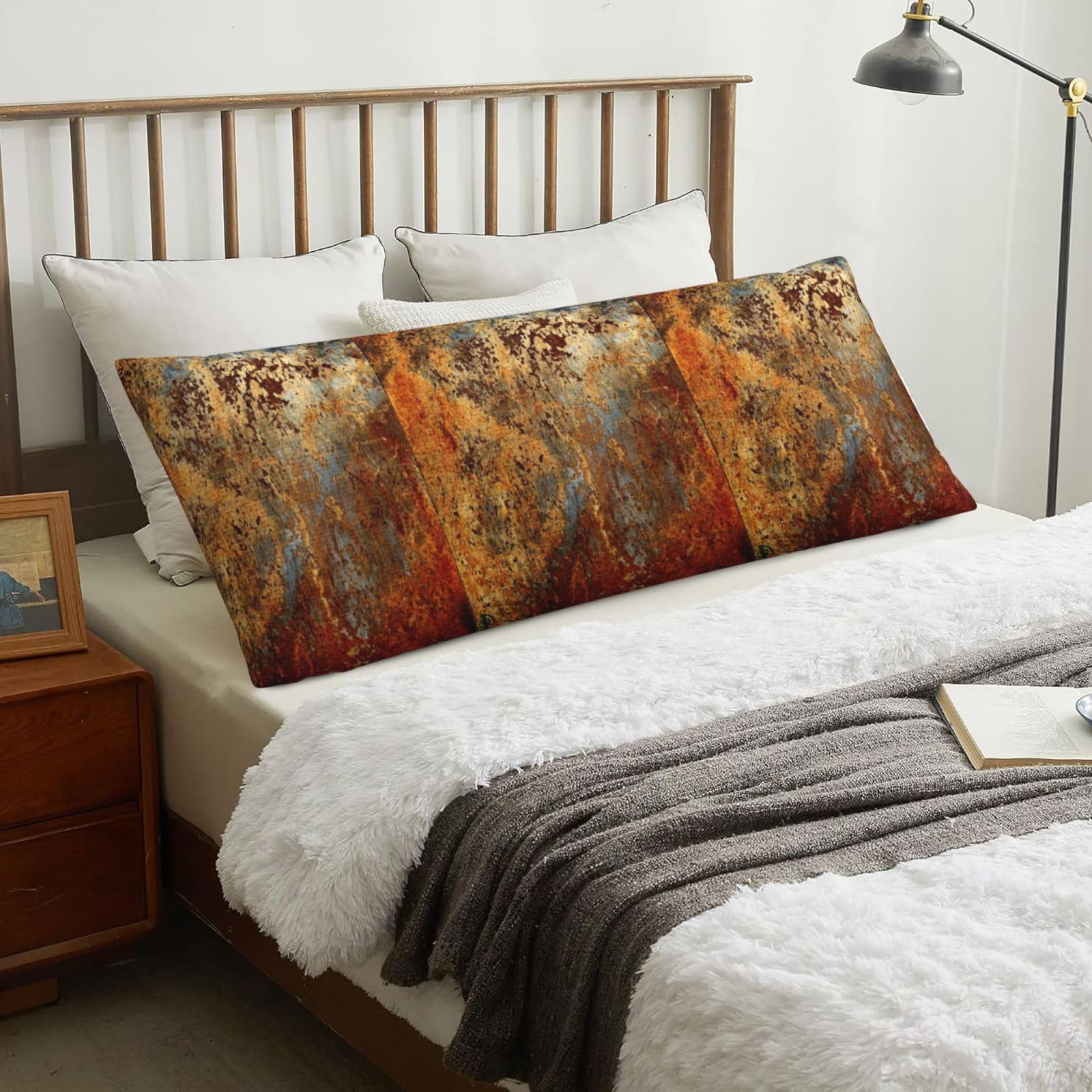 Brown Rust Colorful Metal Rusty Steel Iron Structure, Body Pillow Cover with Zipper,Long Body Pillowcase 20 x 60 in