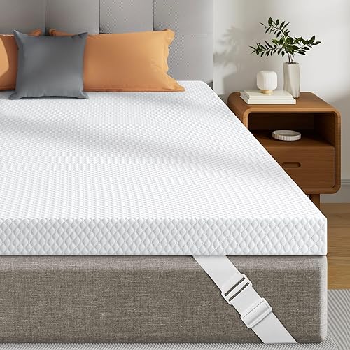 UniPon Cubrecolchón firme de 3 pulgadas, tamaño individual, con infusión de gel, ventilado, para aliviar el dolor de espalda, cubrecolchón de espuma