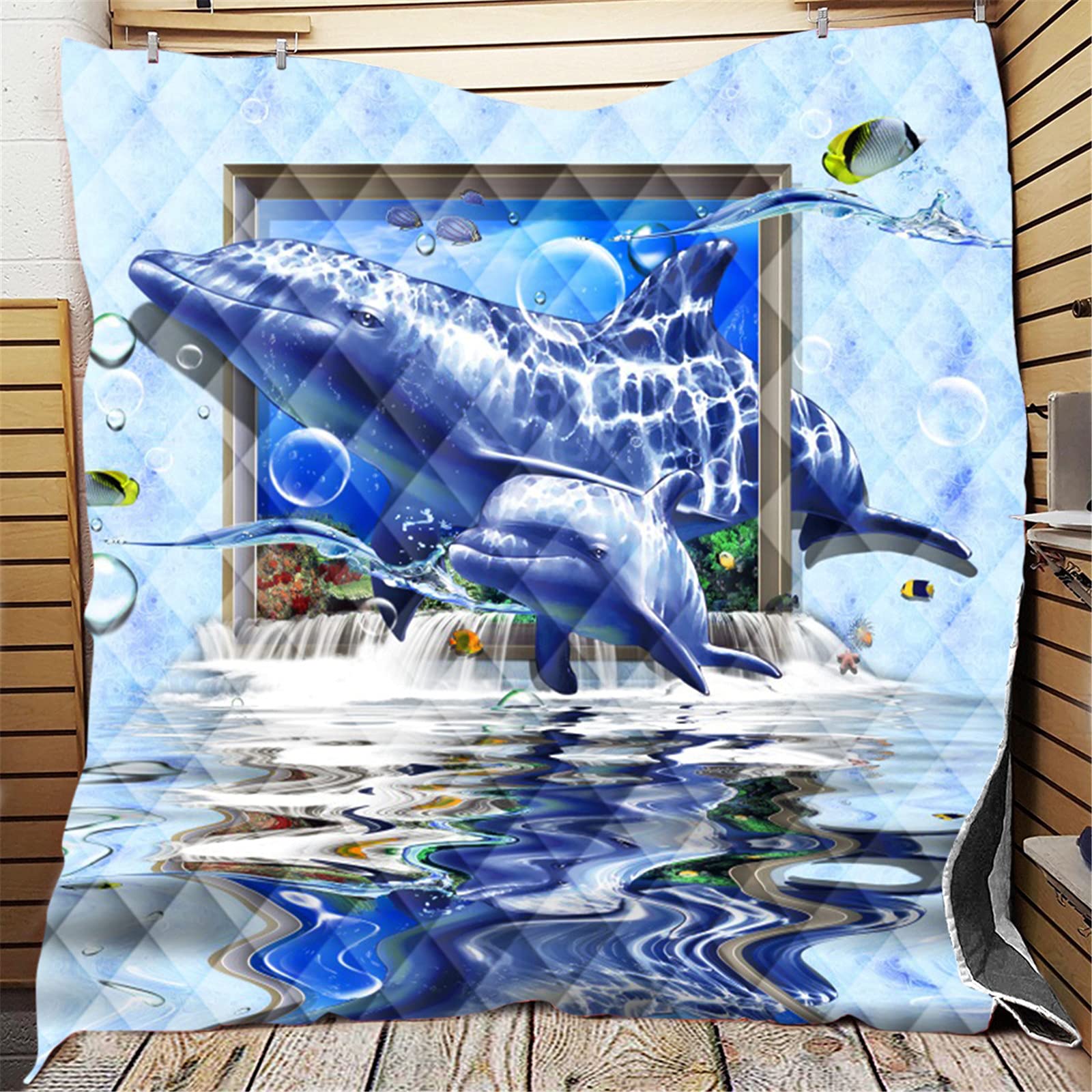 Couvre-lit 3D dauphin doux Chickw1 : fini les draps froids avec ce dessus de lit matelassé