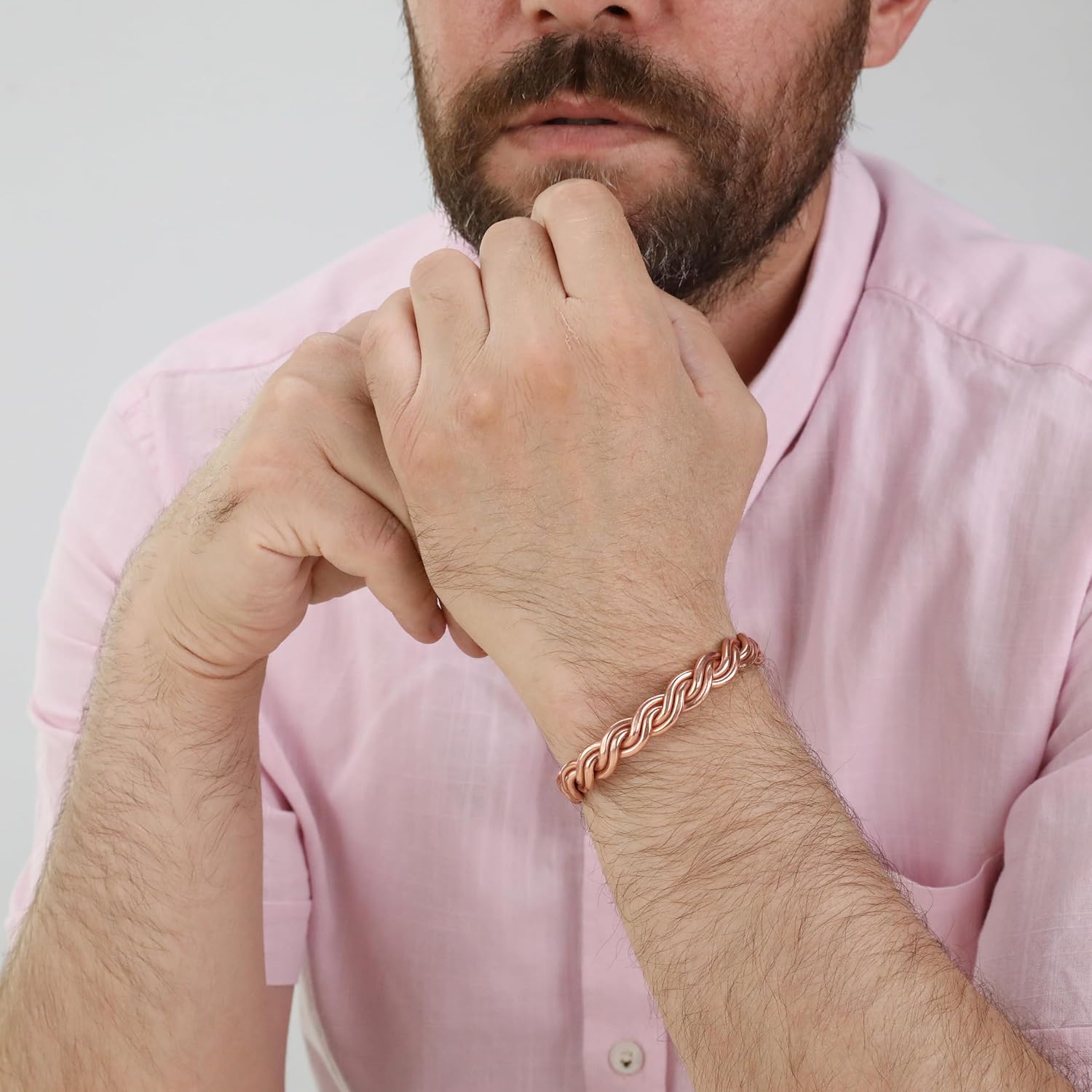 Handmade Elegant Copper Bracelet for Women and Men-Pure Copper Bracelet for Pain Relief-Adjustable,Thickest,Twisted Copper Wire Bracelet (red helix)