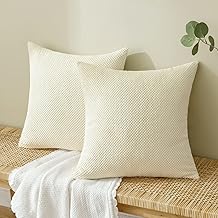 EMEMA Kordsamt Kissenbezug Dekorative Granulat Sofakissen Dekokissen Kissenbezüge Kissenhülle Couchkissen Überwurf Kissen Bezug Zierkissen für Couch Sofa Wohnzimmer 2er Set 40x40 cm Beige