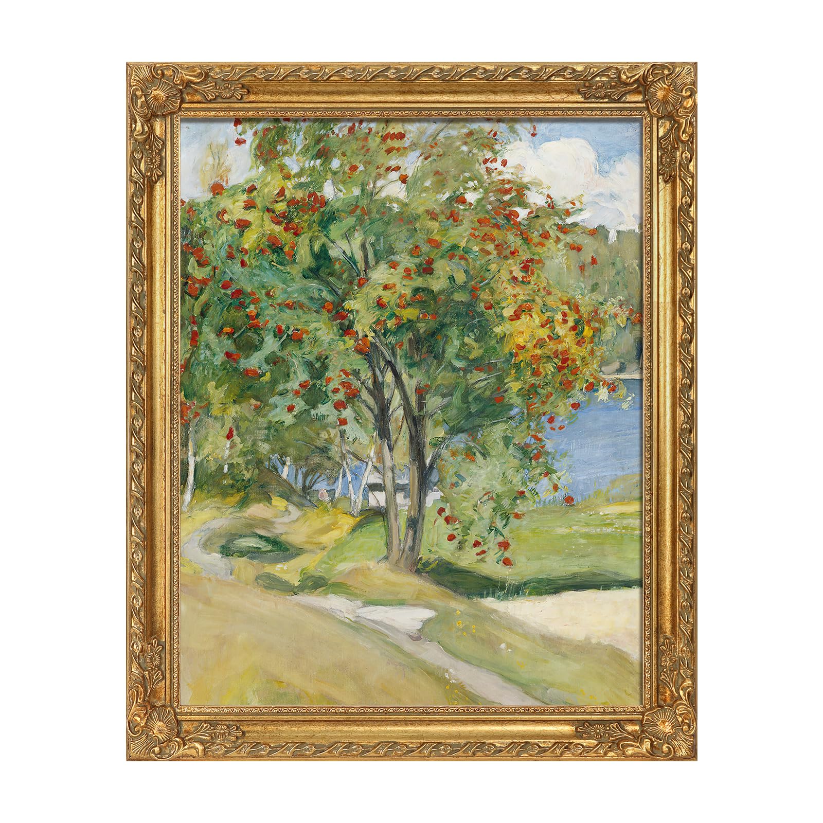 FOLKOR 9x12 Gold Ornate Frame for Stretched Canvas Artwork, Vintage Embossed Wood Frame for Diamond Oil Paintings Home Office Apartment Decor (No