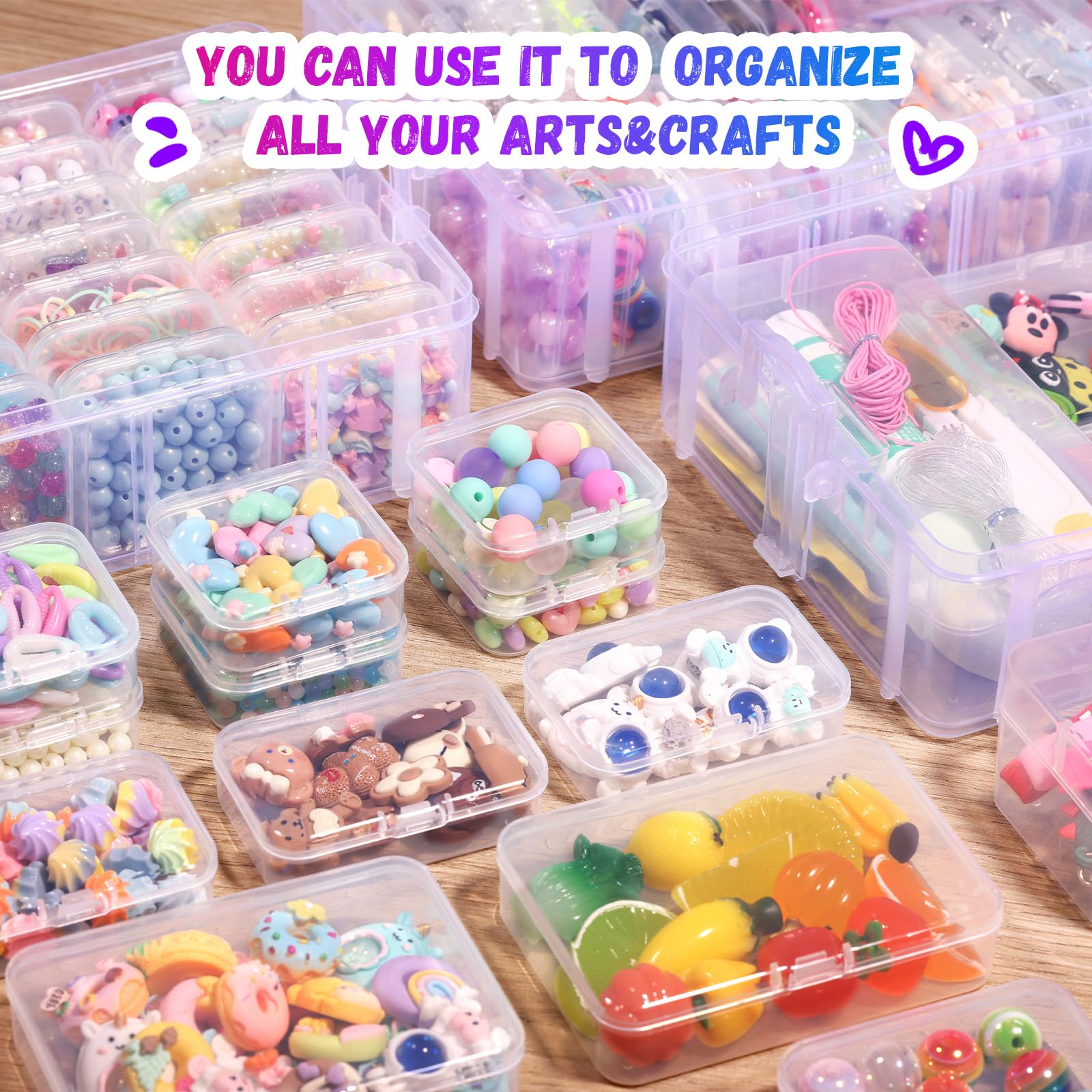 20 PCS Stackable Round Plastic Containers | Clear Organizer Jars For Beads, Crafts, Nail Art