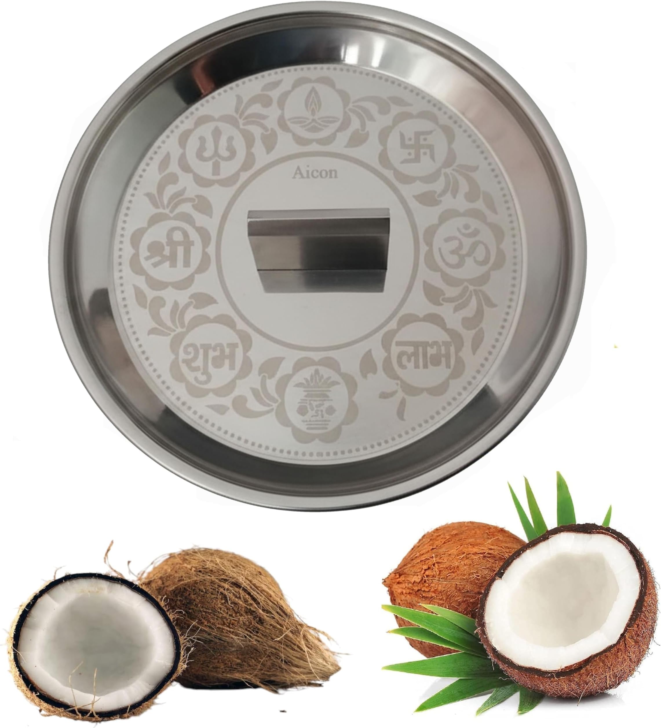 Aicon Heavy Duty Coconut Breaker Plate for Easy to Break Coconut (Large Size, 950 Gram)