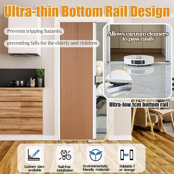 Accordion Folding Door Invisible SlidingInternal Folding Doors Concertina Doors Sliding Room Divider,Retractable Push-Pull,for Utility Room/Bedroom/Kitchen No-Drill
