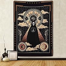 Wizard Skull Tapestry Solar Iris Tapestry, 51.2" x 59.1", Sun and Moon tapestys Star and Cloud Black Background Tapestry Tarot Tapestry for Room…