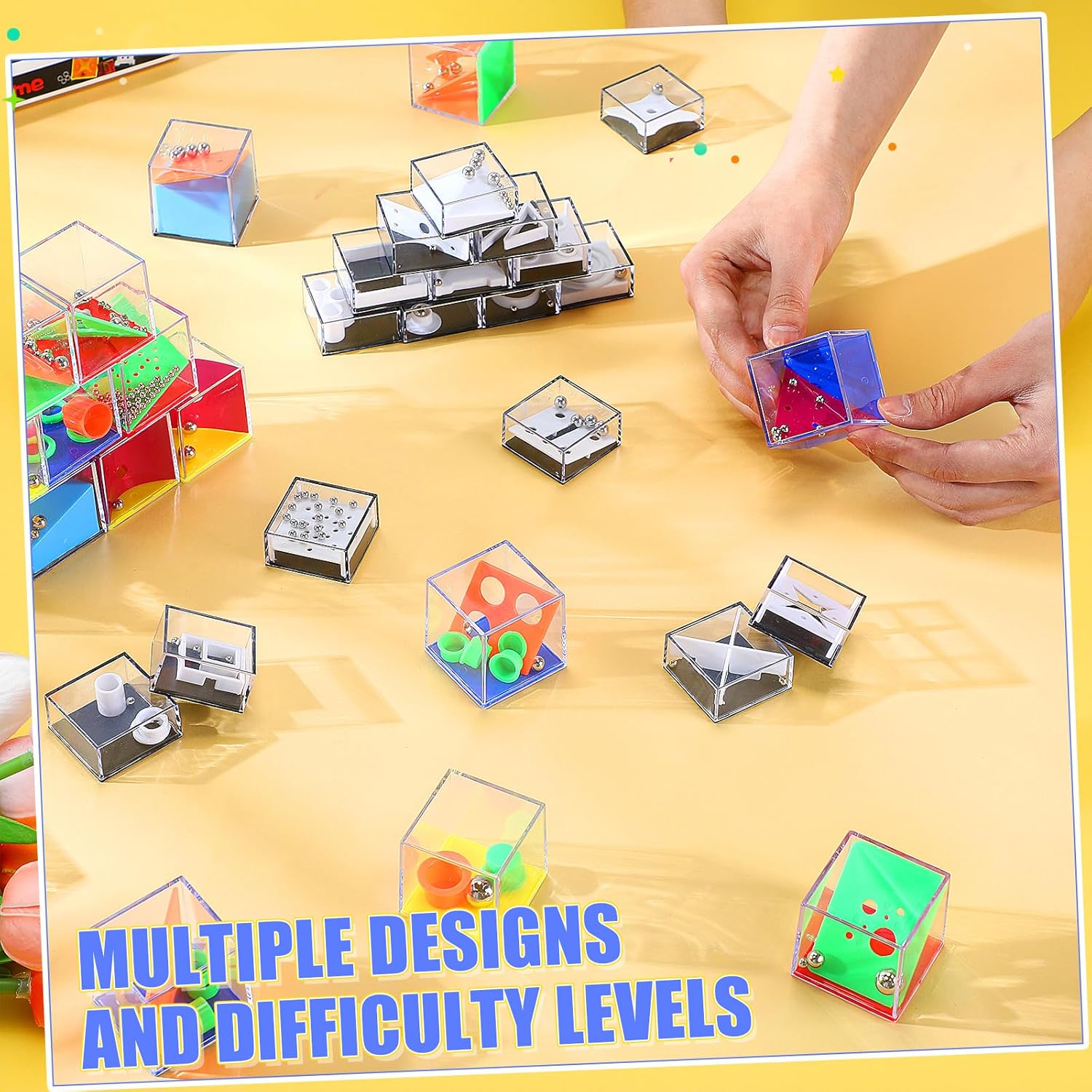 Lenwen 96 Pcs Brain Teaser Puzzle Mini Fidget Puzzle Cubes 3D Ball Maze Cube Cubes Party Favor Games Challenge Decompression(Colorful Colors)