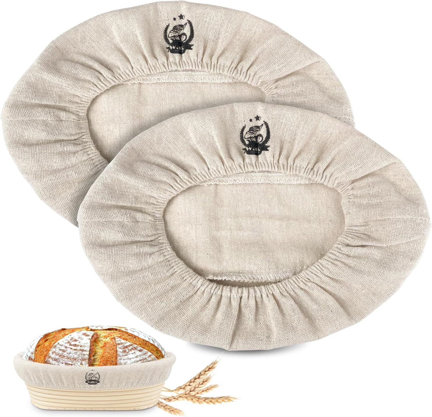 Walfos 9 Inch Oval Bread Proofing Basket Cloth Liner