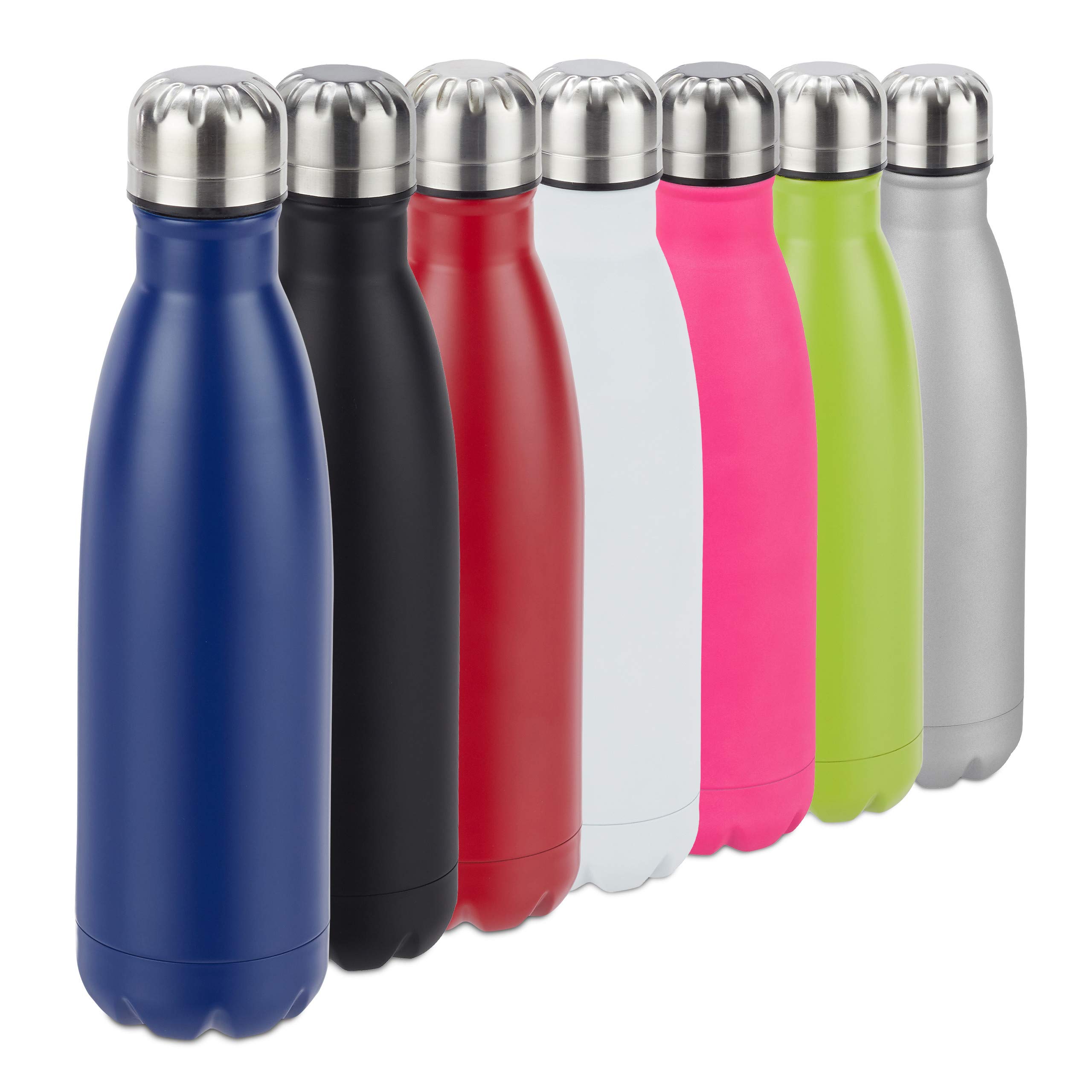 Relaxdays Stainless Insulated Flask, Leakproof for Cold and Hot Drinks, Vacuum Thermo Bottle, 500 ml, Dark Blue