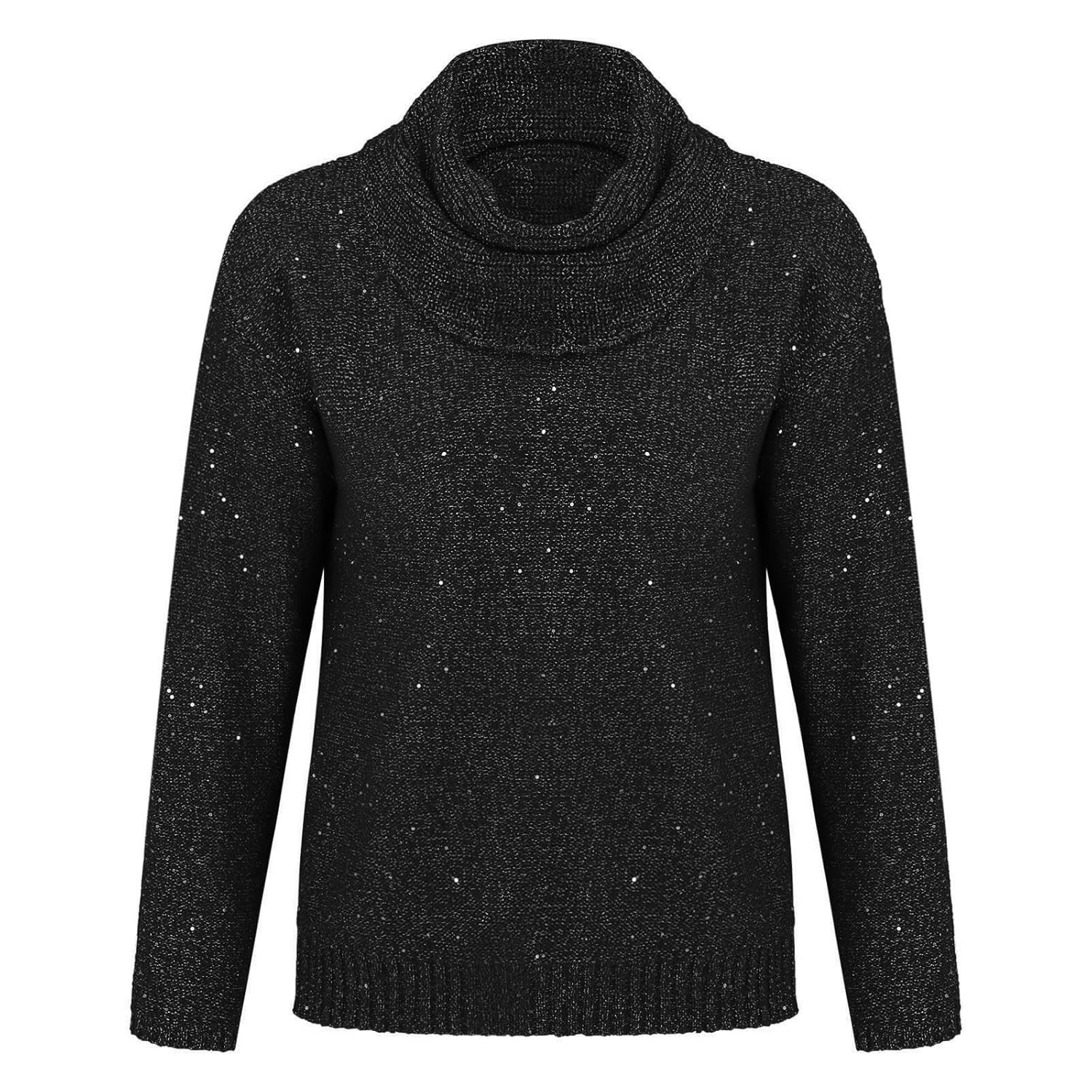 Womens Cowl Neck Sweater Long Sleeve Sparkly Sequin Fall Winter Sweaters Casual Knit Christmas Pullover Jumper Top