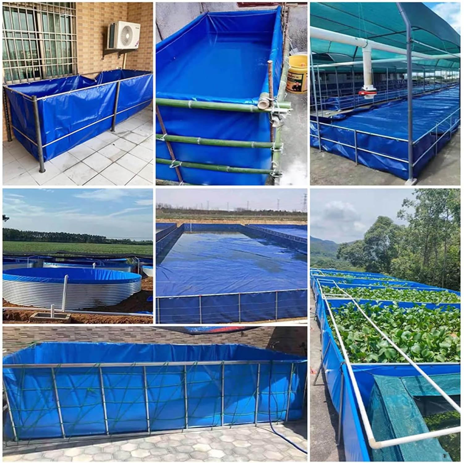 Laghetto pieghevole in tela di PVC con valvola di scarico, habitat acquatico portatile per pesci, koi e altri animali acquatici, facile da installare, resistente e leggero
