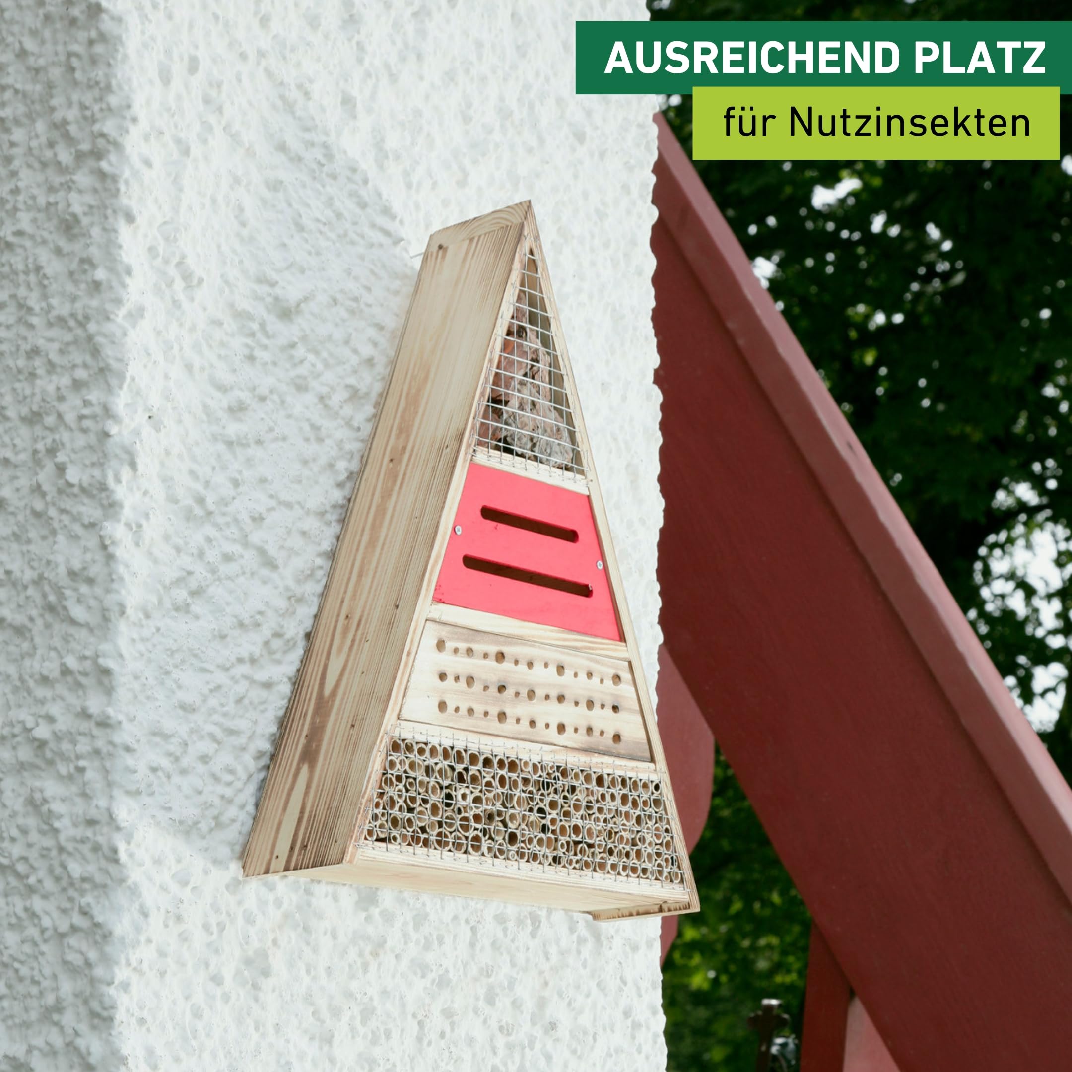 Windhager Insektenhotel Trigon, Insektenhaus Nistplatz Brutplatz, Schutz für viele nützliche Insekten, Mehrfarbig, 9,5 x 36 x 48 cm