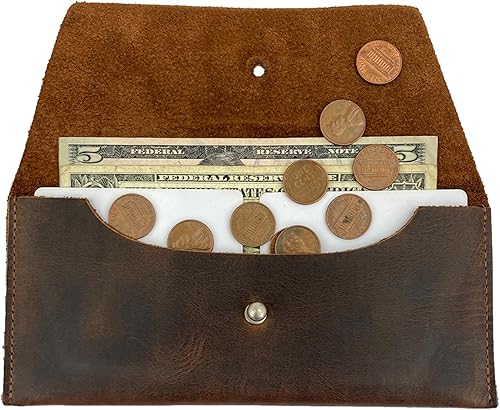 Miniatura 5 de Hide & Drink, Bolsa larga de utilidad hecha a mano de cuero de grano completo, elegante cartera para llevar y almacenar efectivo, monedas, tarjetas,