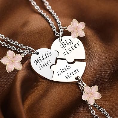 YEEQIN Sister Matching Necklaces - Big, Middle & Little Sister Gifts Set