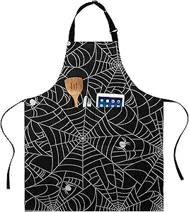 BOHARERS Apron for Halloween - Black Spider Webs Aprons for Cooking Baking Halloween Party Decorations