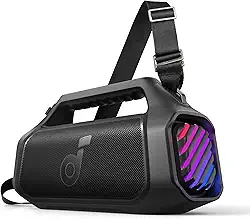 Soundcore Boom 2 Plus da Anker Caixa de Som Portáteis Bluetooth Alto-falante Externo, 140W, 2+2 Canais, BassUp™ 2.0, 20H de Reprodução, Carregamento Rápido, IPX7, Luzes RGB, Power Bank, Preto
