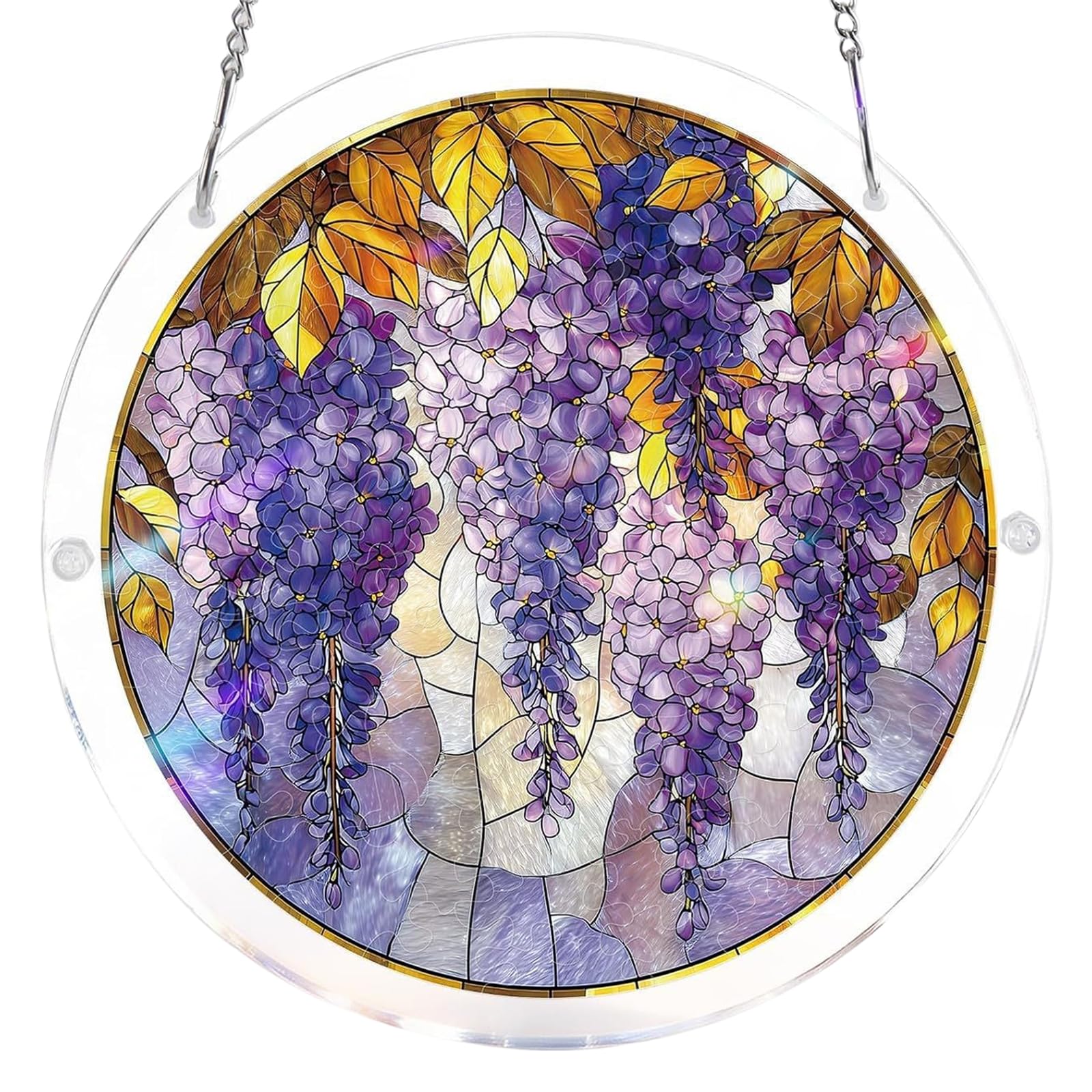 Acrylic Puzzle Suncatcher – 95 Pieces Stained Glass Window Hanging, DIY Sun Catcher Craft Kit for Adults, Colorful Rainbow Décor for Home & Garden