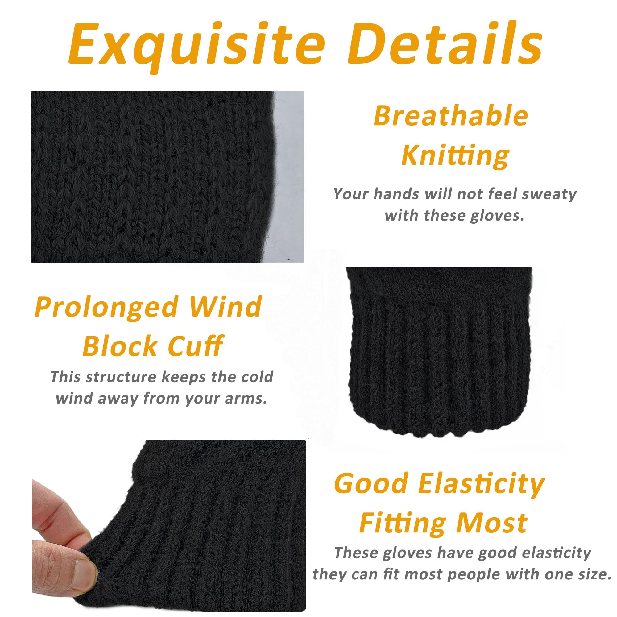 ehsbuy Guanti Termico Donna Invernali con Fodera in Pile Touch Screen Guanti Caldi Morbidi Elastici con Polsino a Maglia per Sci Ciclismo Sport Esterni