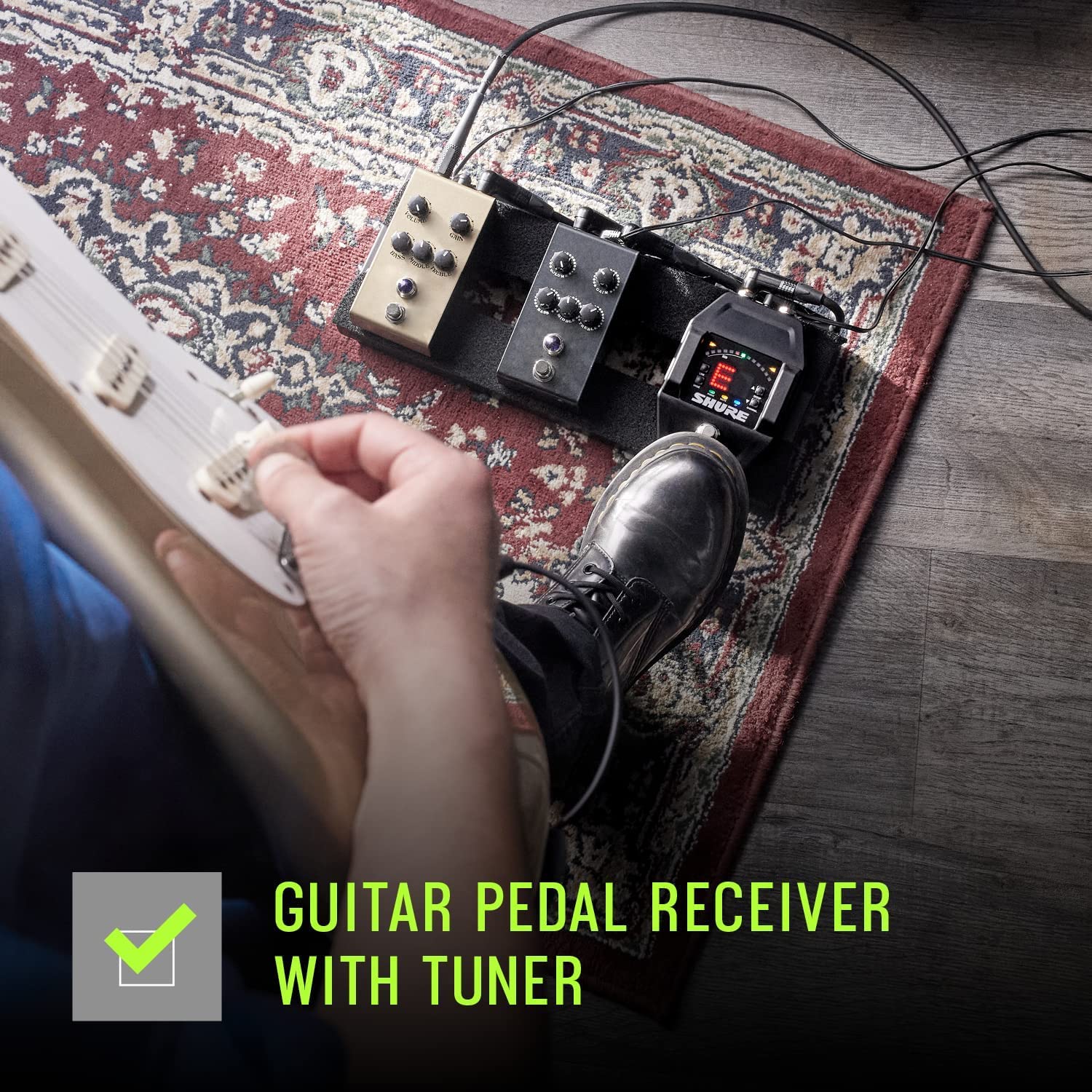 Shure GLXD16+ Dual Band Pro Digital Wireless System - Perfekt für Gitarre und Bass - 12 Stunden Akkulaufzeit, 30,5 m Reichweite | Inklusive WA305 Premium Gitarrenkabel mit 6,35 mm Klinke