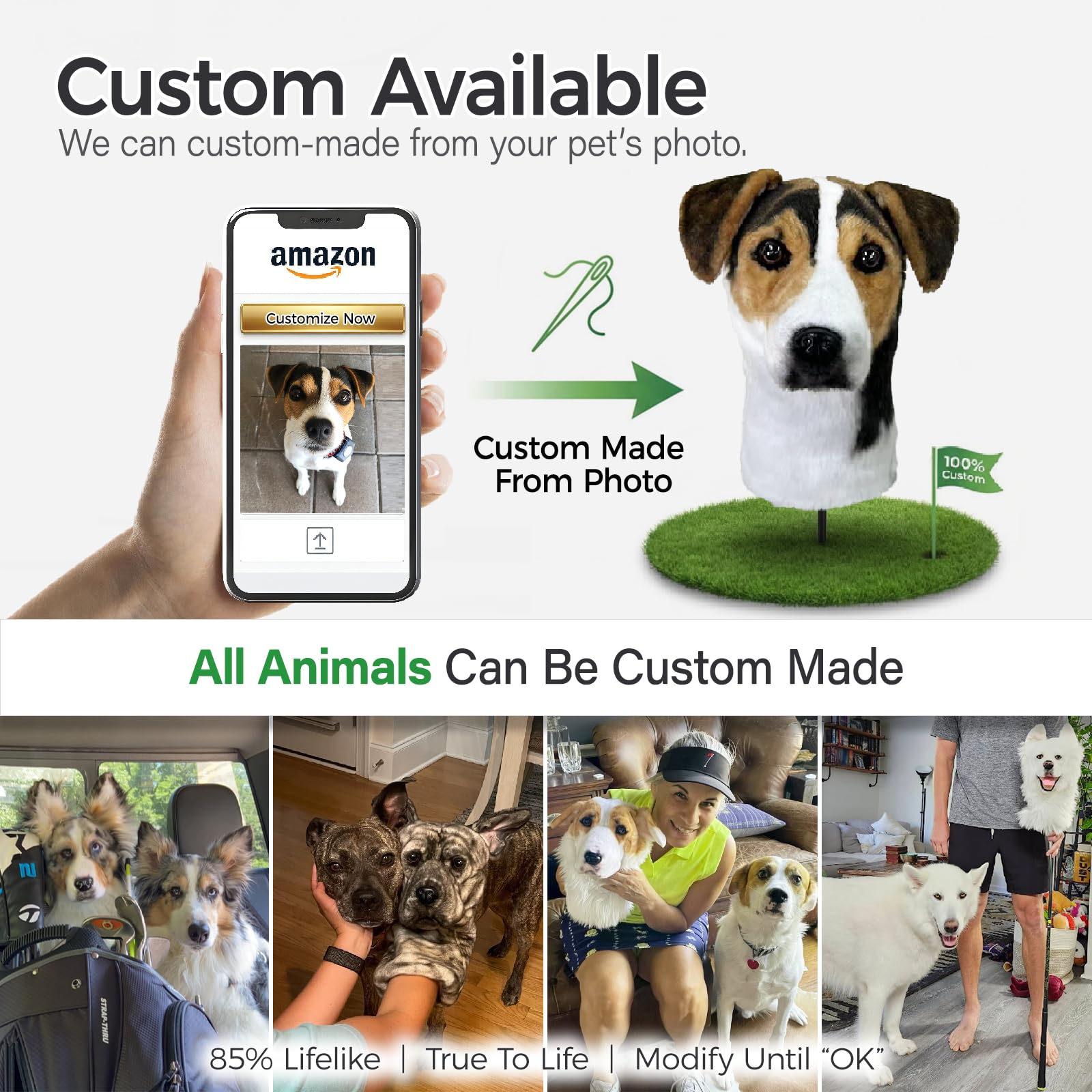 Copri Teste Personalizzati Per Mazze Da Golf - Coperchi Per Driver a Forma di Testa di Cane, Compatibili Con Legni 3 e Legni 5