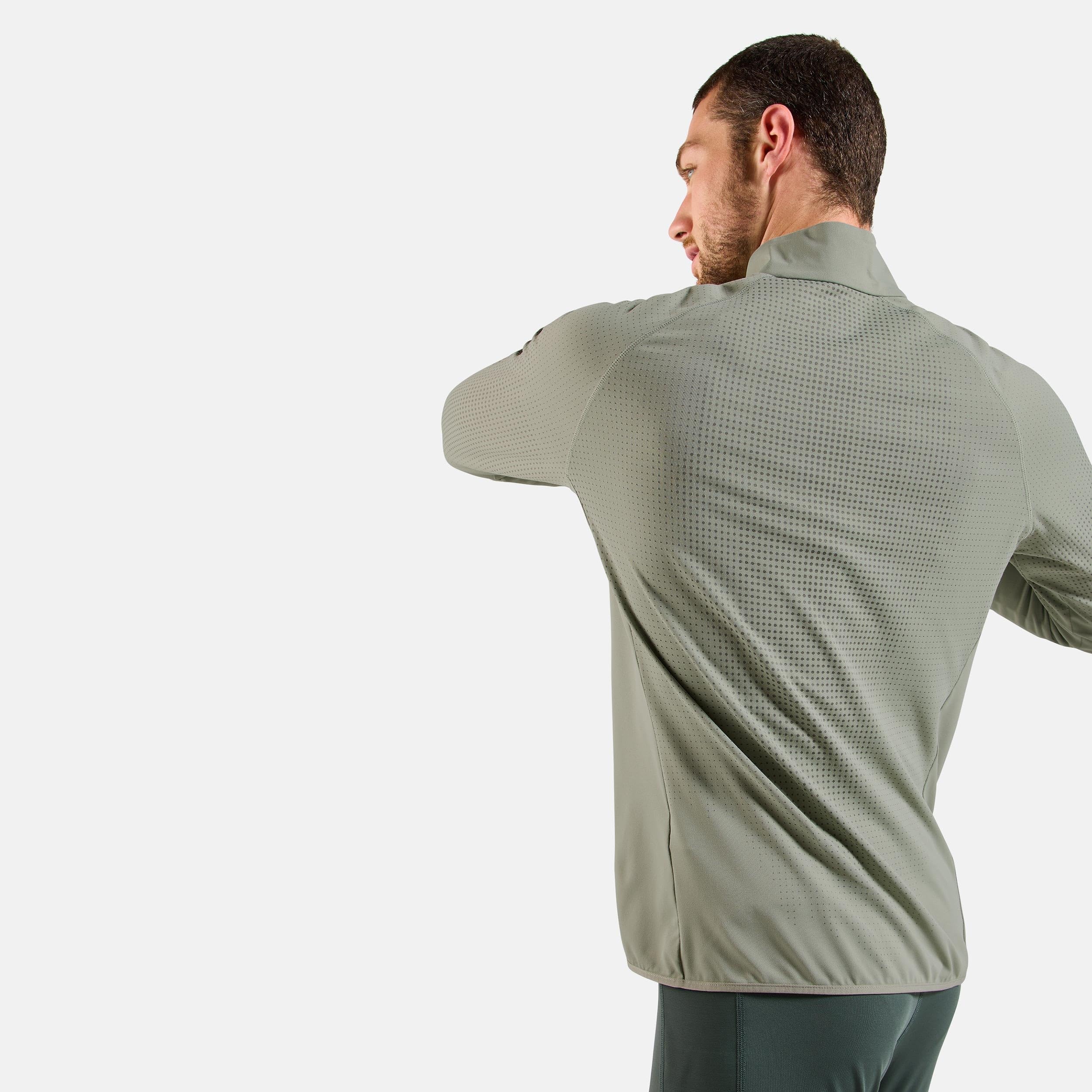 Odlo Zeroweight Warm Mid Layer 1/2 Zip Laufshirt Herren Oliv - Shadow XXL