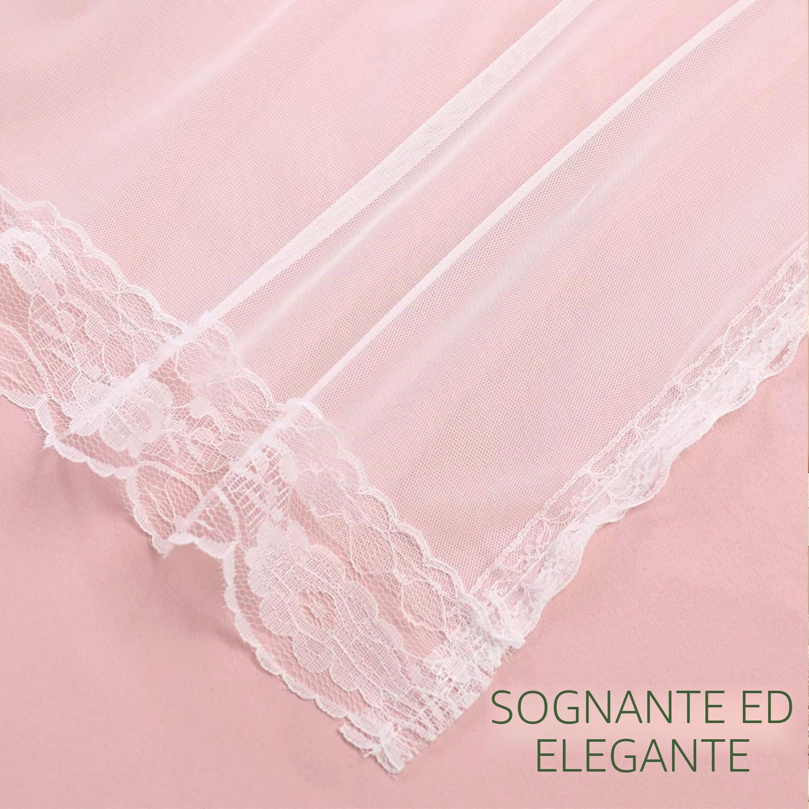 Tende oscuranti rosa 213,4 cm di lunghezza, a doppio strato, per camera da letto dei bambini, soggiorno, cameretta dei bambini, orlo in pizzo rosa, 2 pezzi