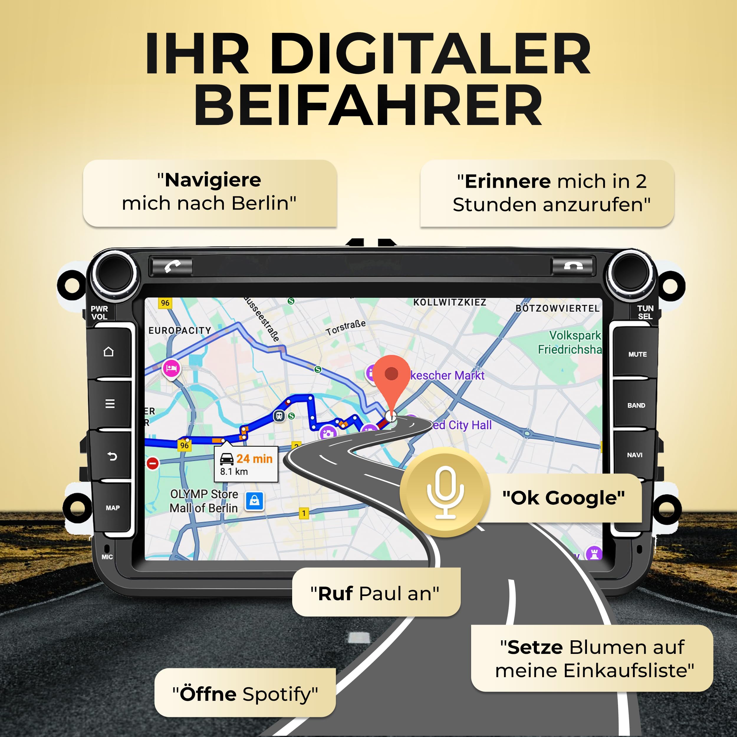 M.I.C. AV8V7-L3 Android 14 Autoradio für VW Golf 5/6 Passat Touran Tiguan T5 / Skoda/SEAT (RNS/RCD Ersatz) – 8" QLED, 4GB+64GB, Apple CarPlay/Android Auto, DAB+(Antenne inkl.), CANBUS integriert | MediaTek MT6769, 4GB+64GB, 8 Zoll QLED Display, Apple CarP