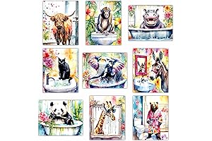 Adorable Animal Bathroom Wall Decor - Printed Masterpieces for Restroom Embellishment