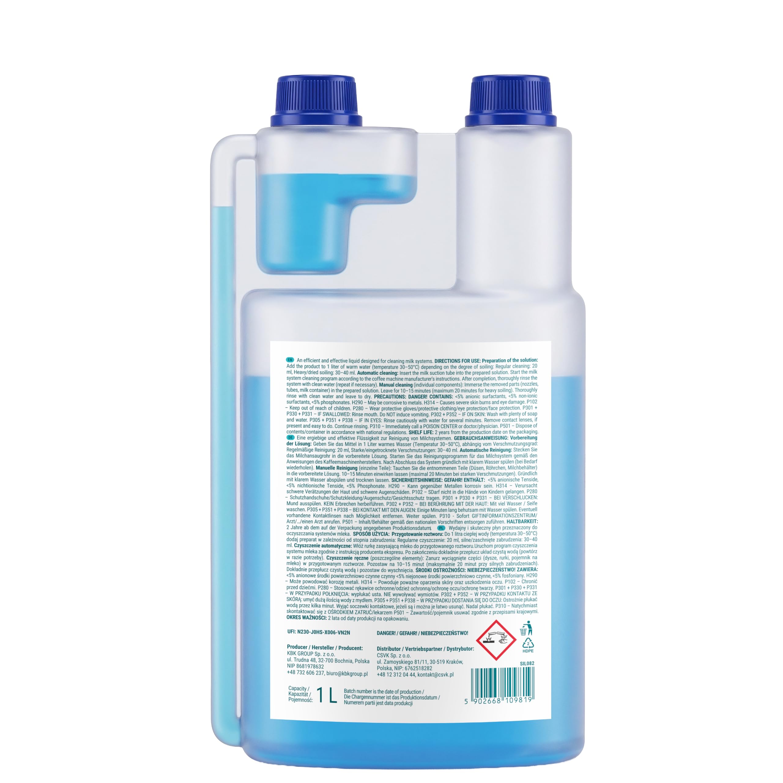 Sillar Limpiador del Sistema de Leche 3 x 1 L para Cafeteras y Espumadores