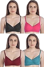MiEstilo Women's Cotton Blend Lightly Padded Wirefree T-Shirt Bra Combo