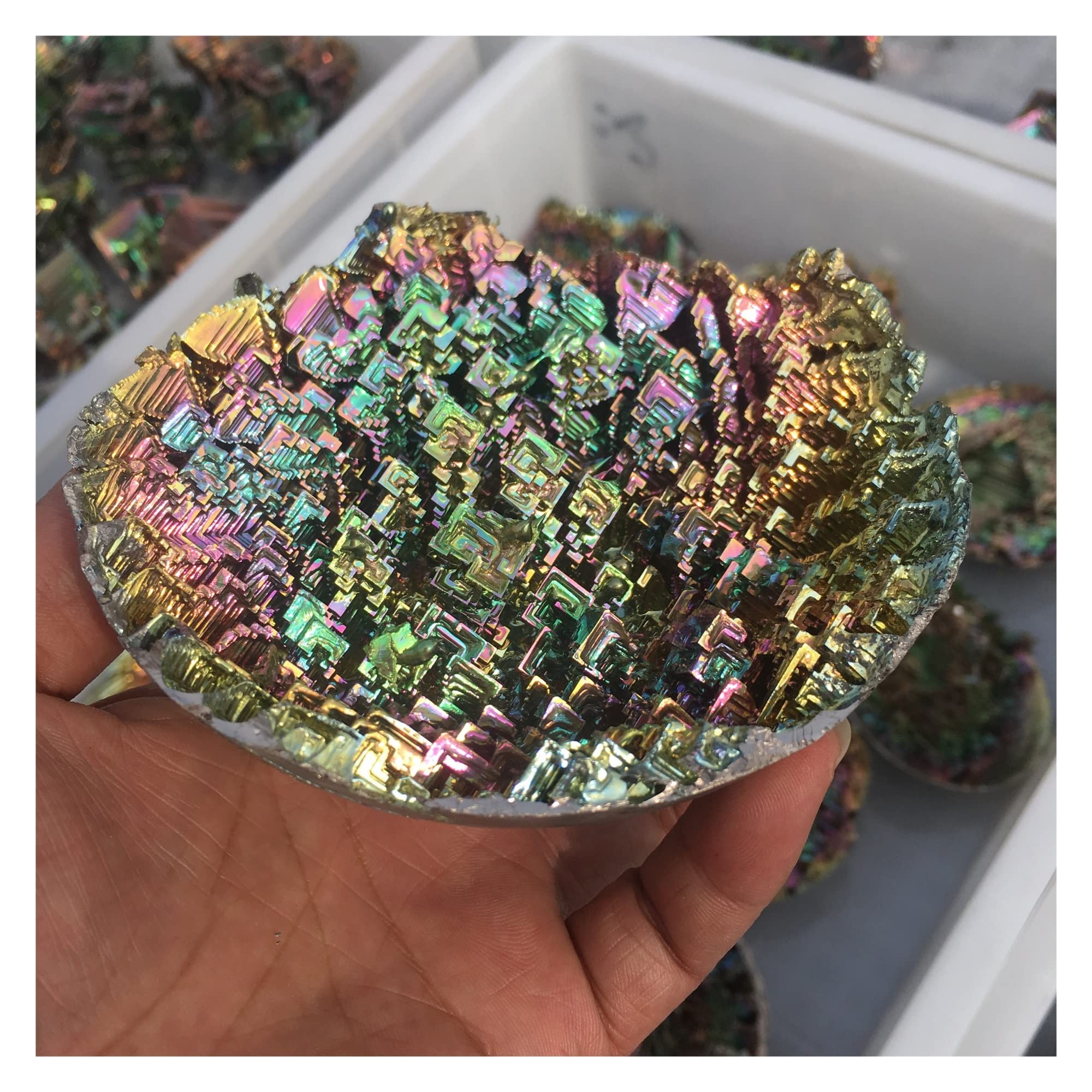 VENSen CASE Metal Crystal,Bright Metal Bowl Mineral Specimen Original Natural Art Artwork Decorative Items (Size : 600-700g)