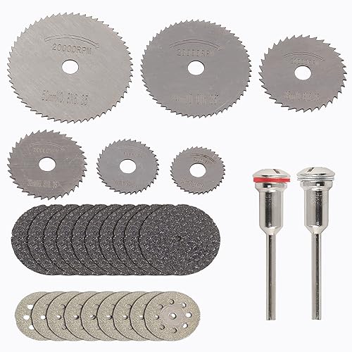 Miniatura 2 de Juego de herramientas de corte giratorio de metal de 32 piezas, 6 hojas de sierra circular HSS, ruedas de corte de diamante de 10 piezas, 20 discos