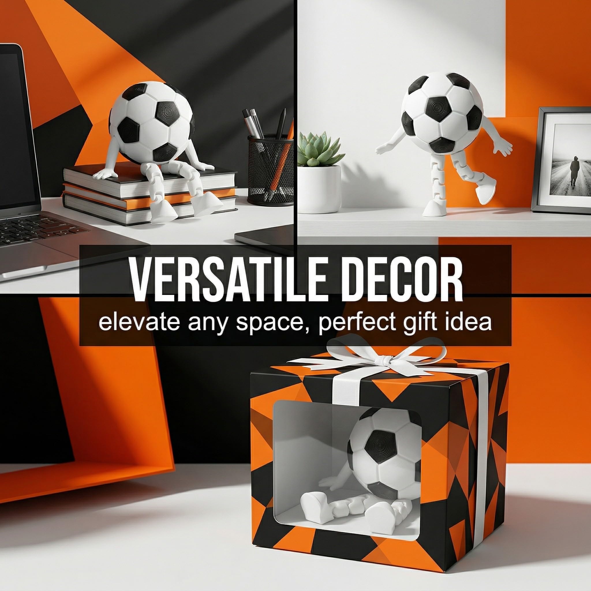 Collection de figurines de ballon de football, ornements de sport miniatures, Souvenirs de la Coupe du monde de football 2026, avec pieds articulés, mini décoration de bureau pour la maison, le bureau