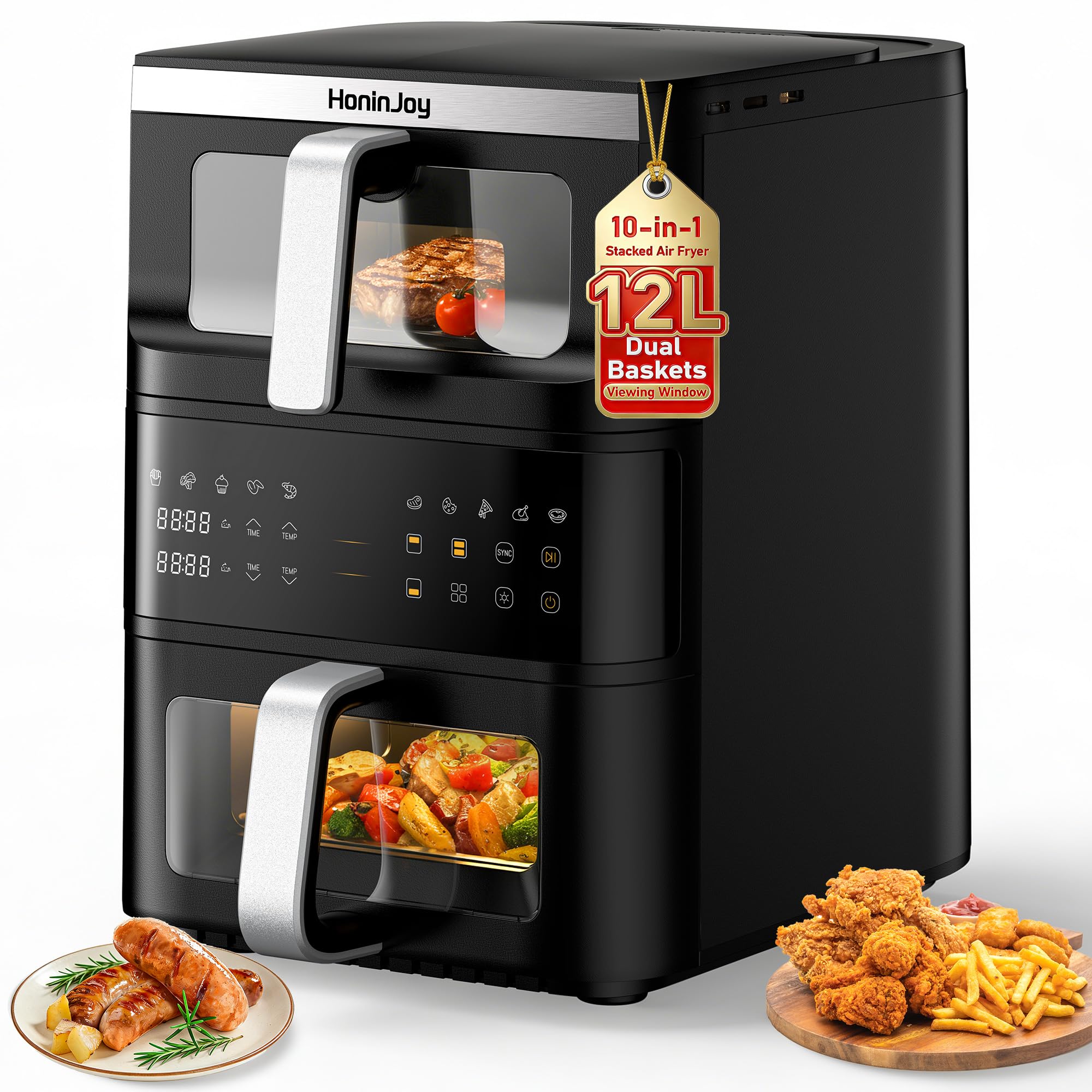 HoninJoy 12L Double Stack Air Fryer with Viewing Window