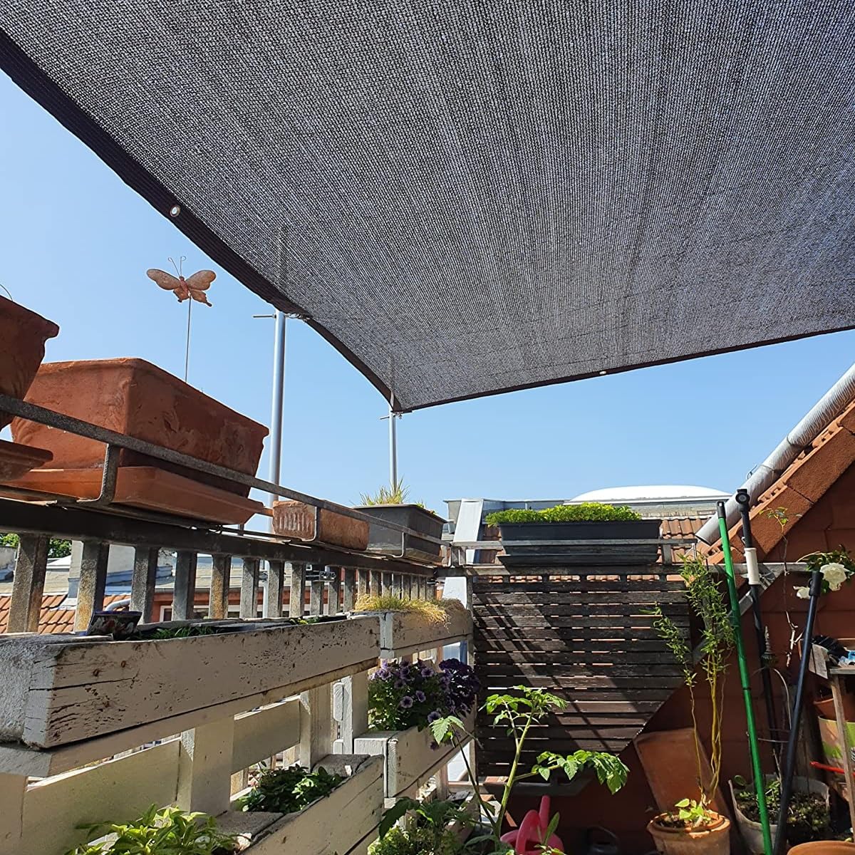 Rete di protezione UV 90% – baldacchino da giardino a 6 poli con occhielli per serre, fienili, cortili e patii, telo ombreggiante rinfrescante (4 x 12 m / 13.1x39.3ft)