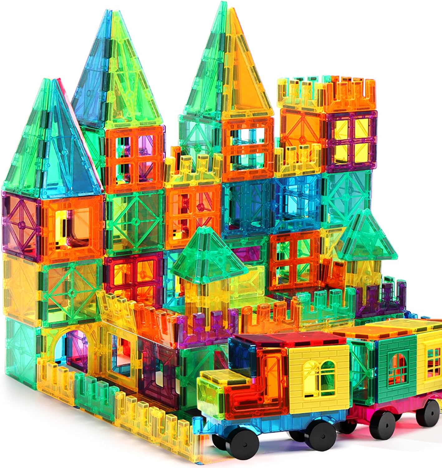 Magnetic Tiles, 100PCS Building Blocks, Magnets Building Set, STEM Construction Stacking Toy Gift for Kids 3+ Boys and Girls Daycare Centers Kindergarden