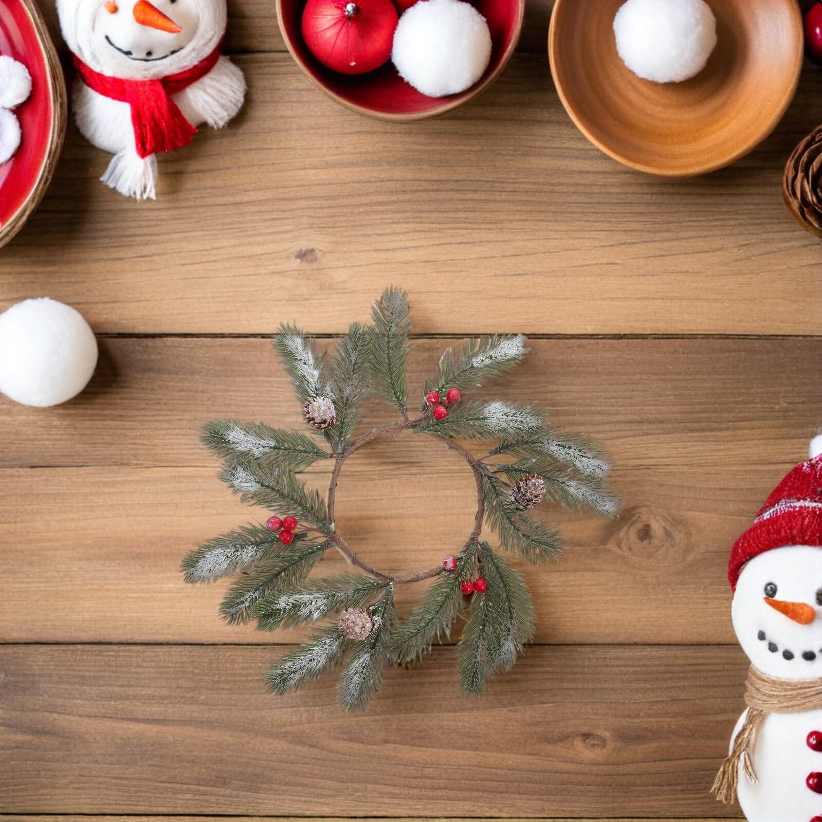 4piezas Guirnalda de Decoración Navideña Guirnalda de Velas Navideñas para Centro de Mesa Soporte para Velas de Pilar Navideñas para Decoración de Ventana y Cocina