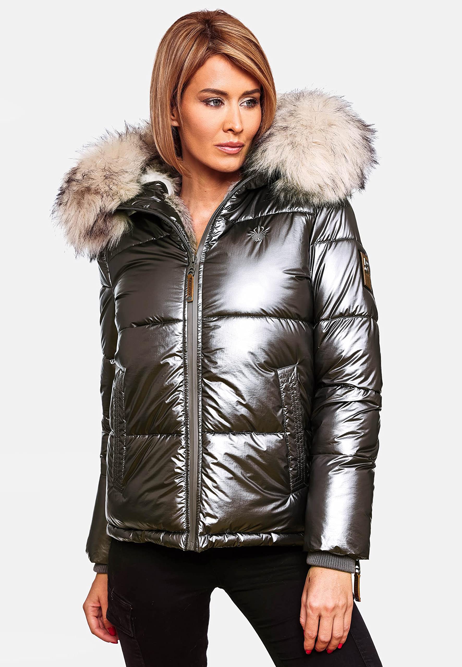Navahoo Tikunaa - Chaqueta de invierno para mujer, con capucha de piel sintética, tallas XS-XL
