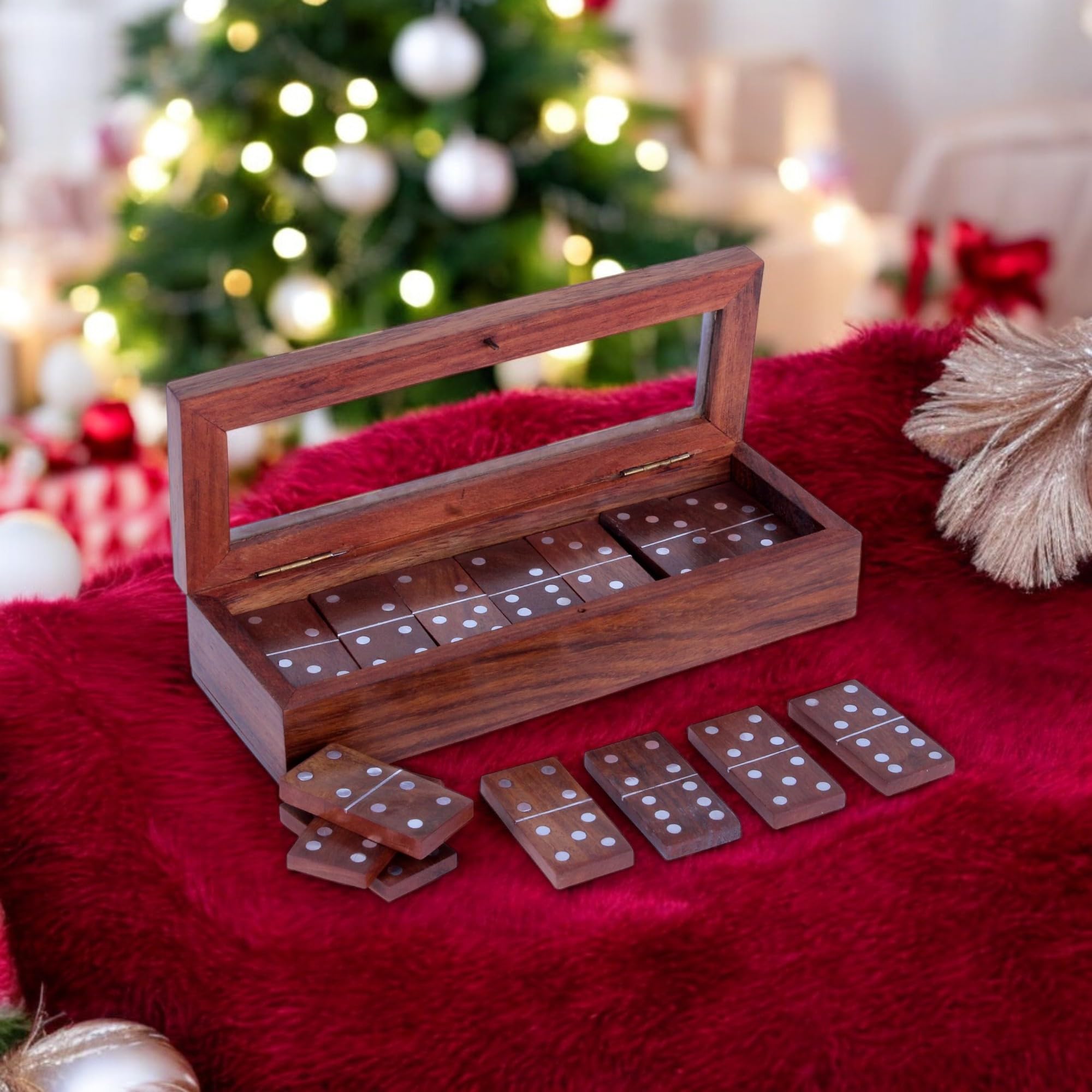 THE Unltd India Dominoes Set for Adults Double 6 Domino Set, Brown-6 - Image 3