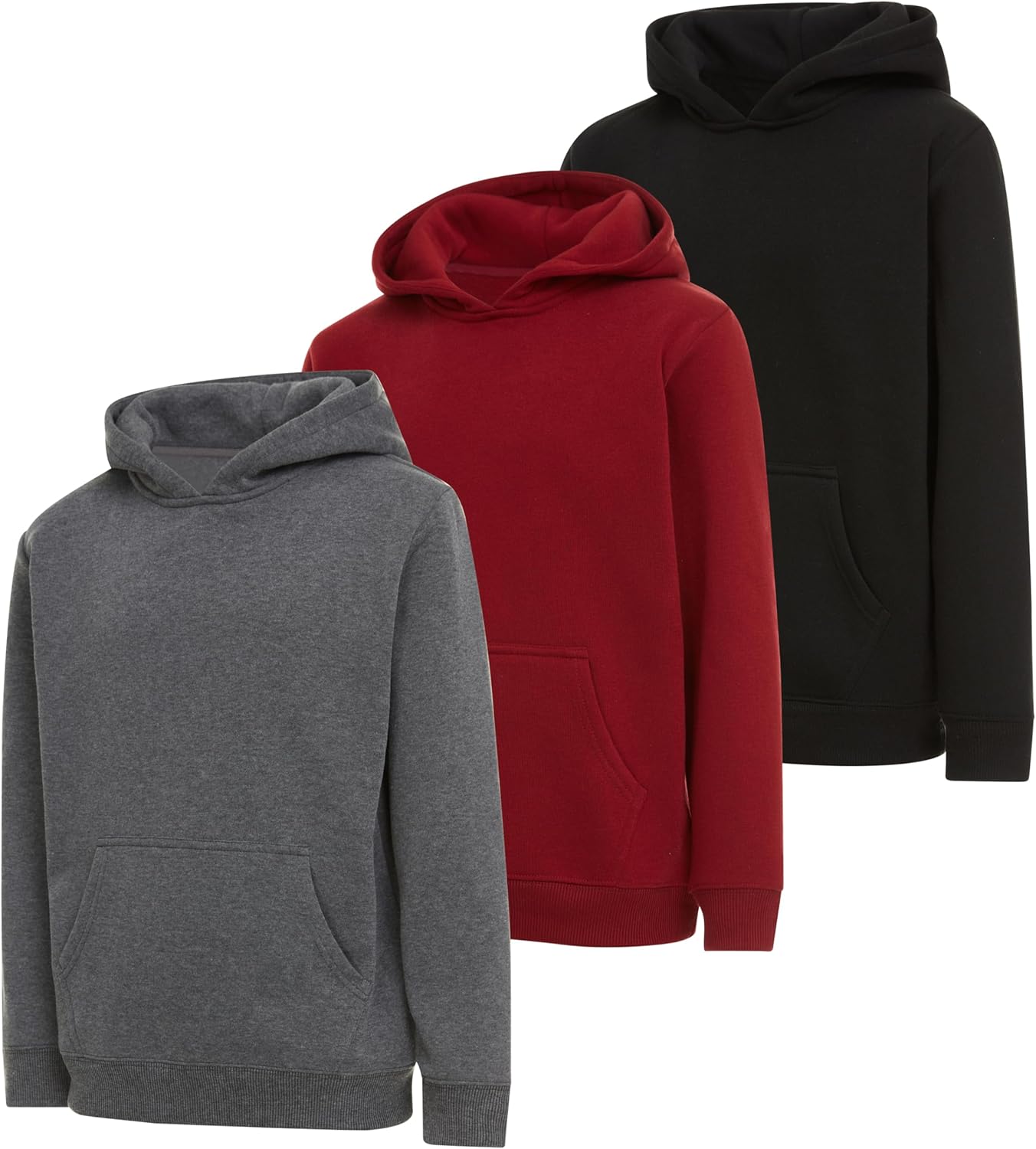 PURE CHAMP Boys Hoodies 3 Pack Fleece Pullover & Zip-Up Sweatshirts for Boys Kids Youth Plain Basic Everyday Wear Sizes 4-20
