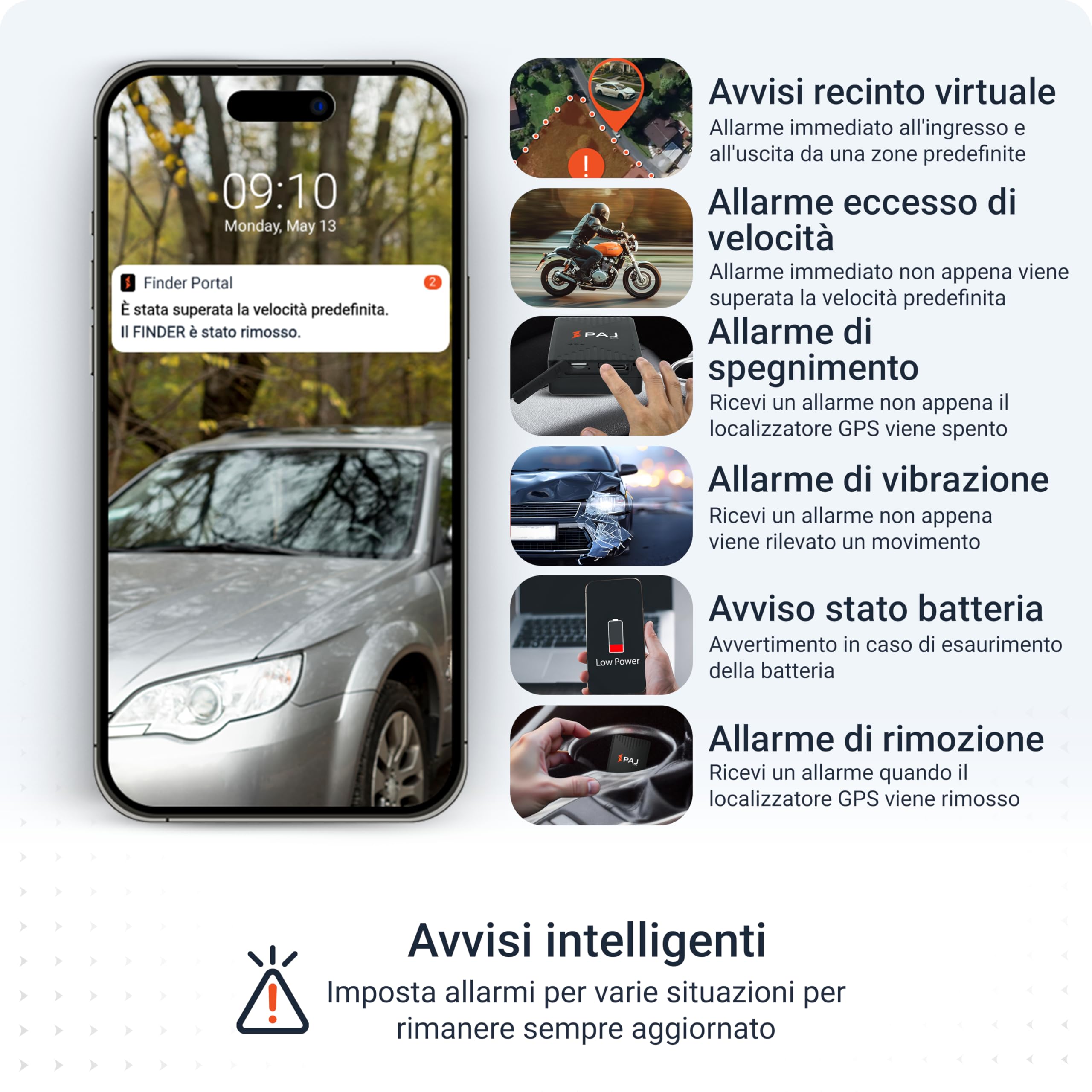 PAJ COMPACT Finder 4G, Localizzatore GPS Auto, Moto, Camion - Durata Batteria fino a 40gg (Mod. Standby) - Tracker con Localizzazione in Tempo Reale, Funz. Antifurto e Notifiche di Allarme tramite App
